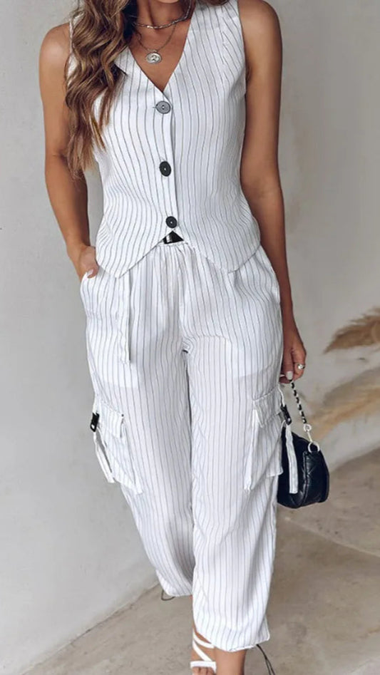 Alora Striped Vest & Pants Set