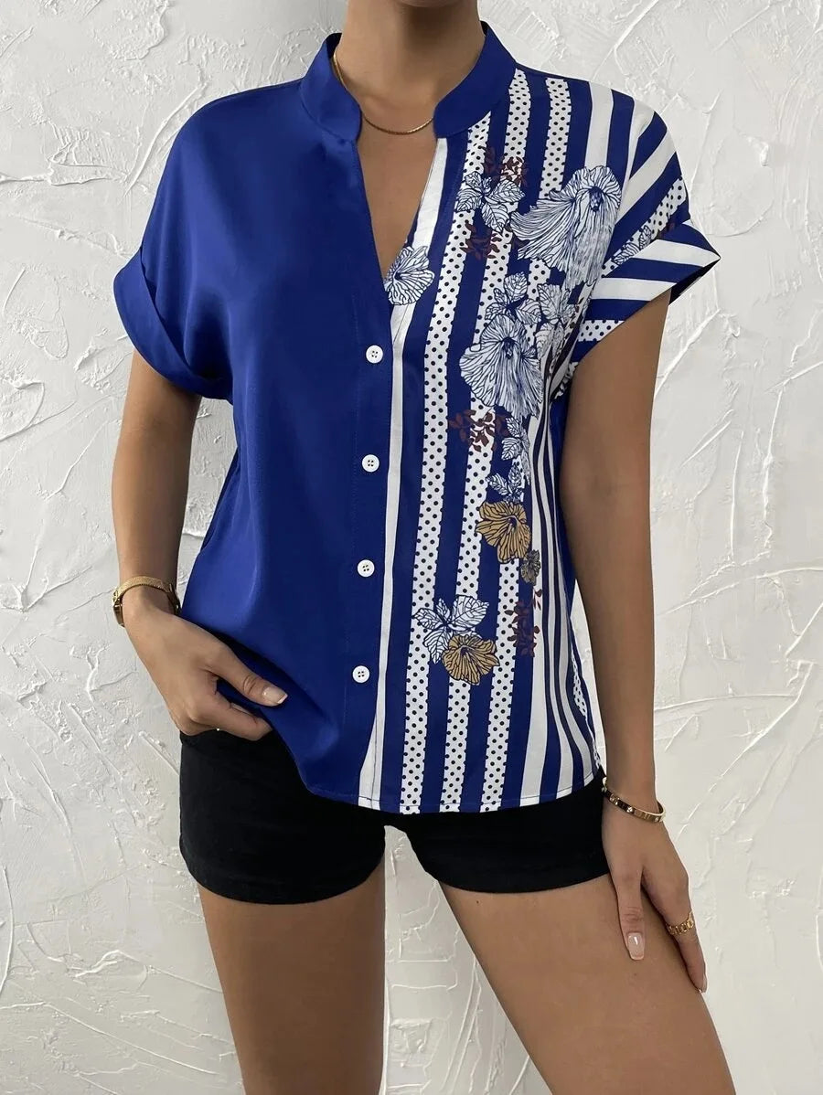 Liora Contrast Floral Button Blouse