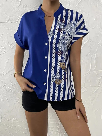 Liora Contrast Floral Button Blouse