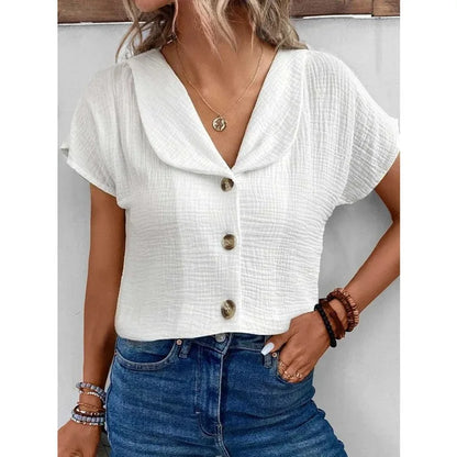 Clara V-Neck Buttoned Blous