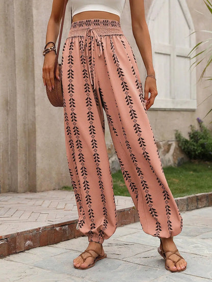 Noa Grid Wide-Leg Lantern Pants