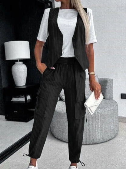 Alora Striped Vest & Pants Set