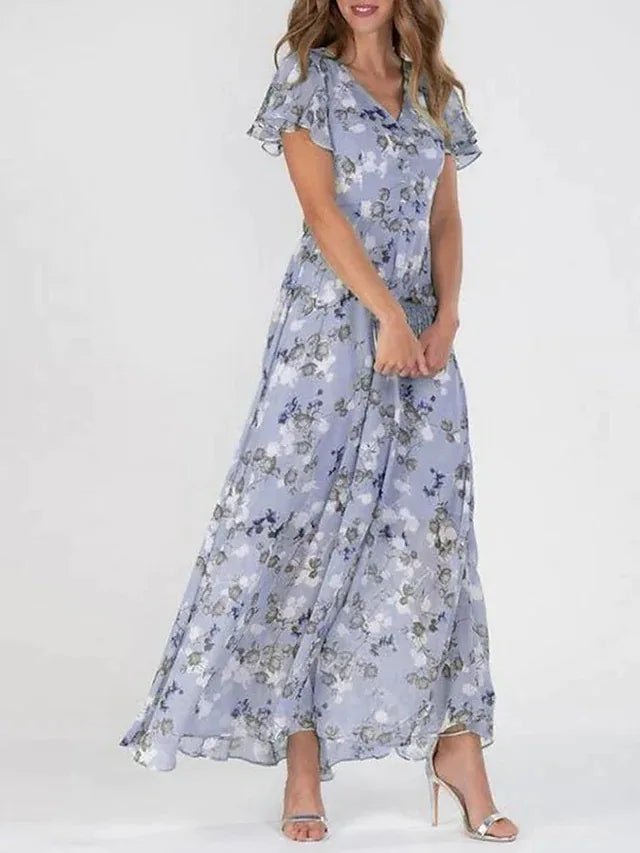 Amara Floral Chiffon Maxi Dress