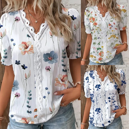 Eva Lace Patchwork Floral Blouse