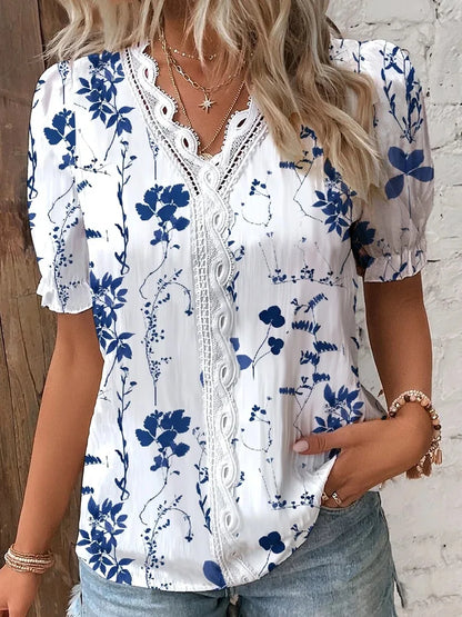 Eva Lace Patchwork Floral Blouse