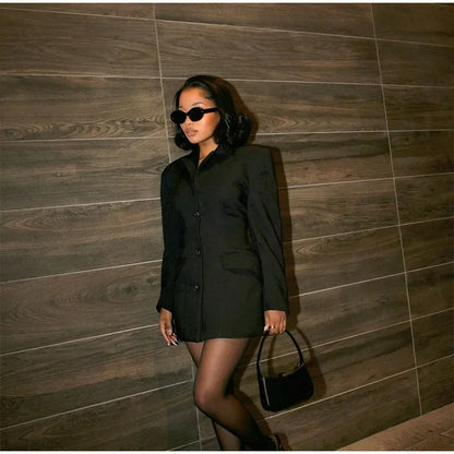 Arvella Black Blazer Mini Dress