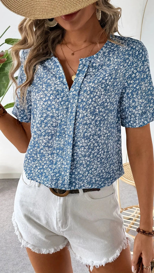 Isla Blue Floral Holiday Shirt