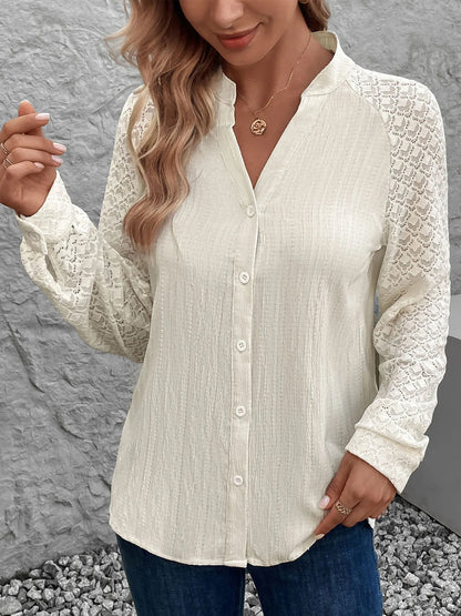 Serena Pleated Stand Collar Blouse