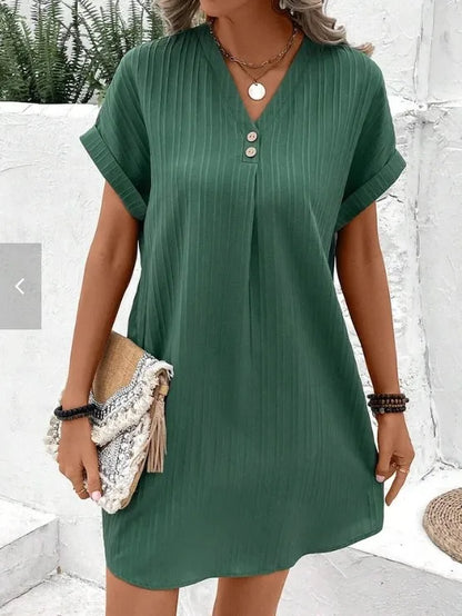 Agnese Buttoned V-Neck Mini Dress