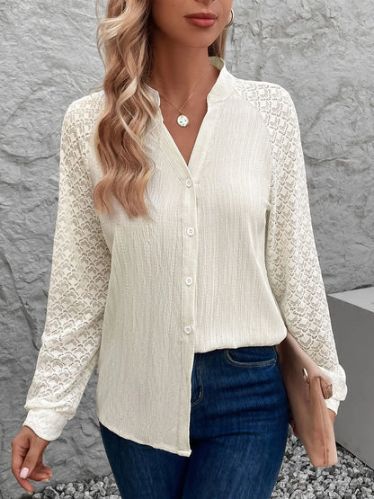 Serena Pleated Stand Collar Blouse