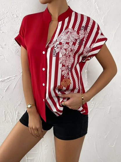 Liora Contrast Floral Button Blouse