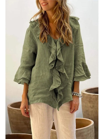 Viola Ruffle V-Neck Blouse