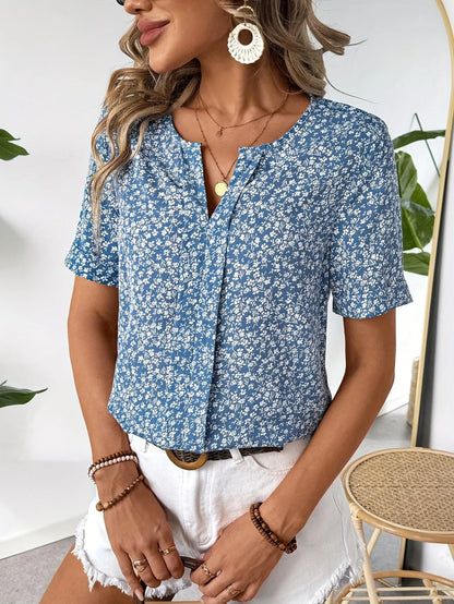 Isla Blue Floral Holiday Shirt