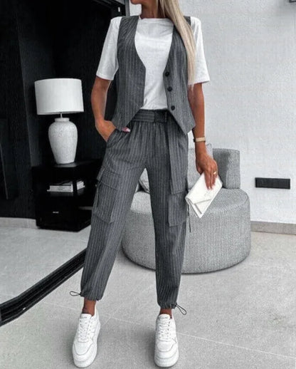 Alora Striped Vest & Pants Set
