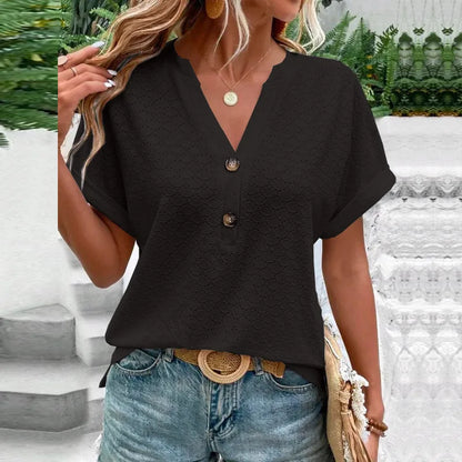 Celine Jacquard V-Neck Blouse