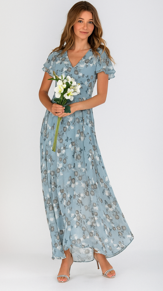 Amara Floral Chiffon Maxi Dress