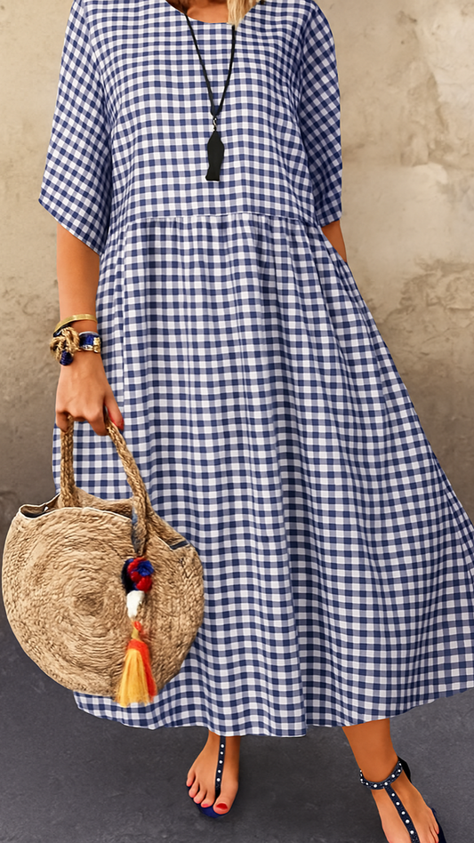Vanessa Plaid A-line Maxi Dress